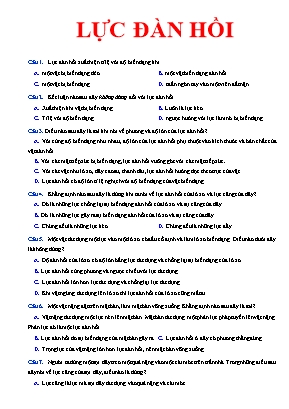 40 Câu trắc nghiệm Vật lí 12 - Lực đàn hồi của lò xo (Có đáp án)